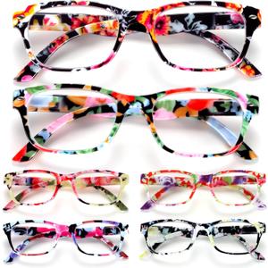 6 Pack Reading Glasses for Women Men Blue Light Blocking Spring Hinge Computer Readers, Anti Eyestrain/Glare 2.25 x