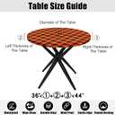 Smiry Round Picnic Tablecloth, Elastic Waterproof Fitted Vinyl Tablecloths for 36"-44" Tables, Flannel Backed Buffalo Plaid Table Cover for Dining, Camping, Outdoor, Black and Orange