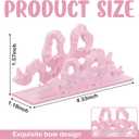 Faccito Resin Pink Bow Business Card Holder Business Card Organizers Office Gift for Women Postcard Holder for Office Tabletop Desk Accessories