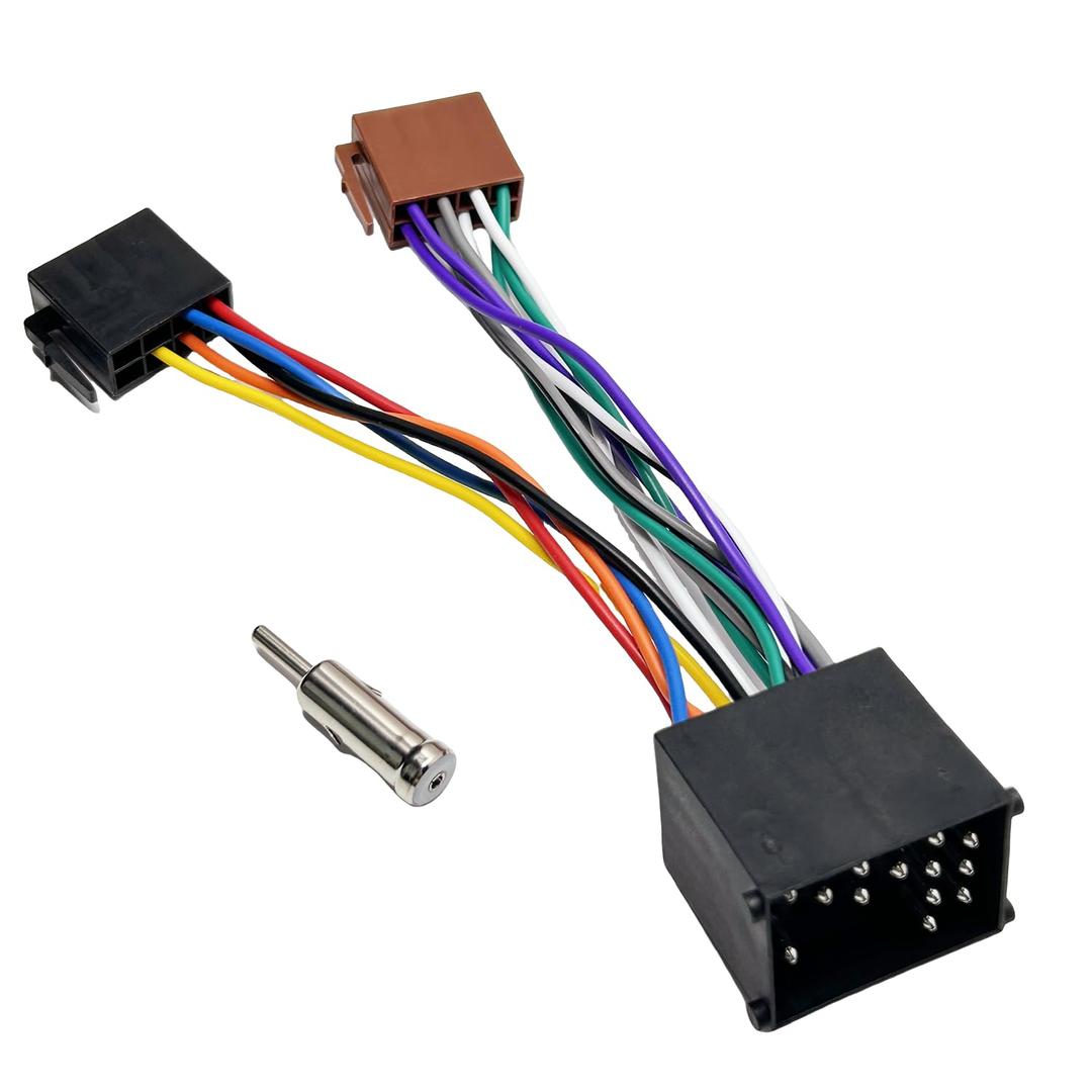 16Pin Aftermarket Stereo Wiring Harness for BMW 3 E30 E36 E46 E34 5 E39 Land Rover with Antenna Connector, 16-Pin Android Car Stereo Harness Adapter ISO Car Radio Stereo Wiring Harness Install Kit
