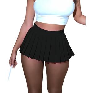 Women's Mini Pleated Skirts Sexy Club Y2k High Wiast Stretchy Tennis Skater A-line Skirt Size L