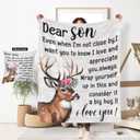 ITFRO Son Gift Flannel Fleece Throw Blanket Pillow Cover Set 50x60 Inch Ultra Soft Polyester Blanket 18x18 Inch Plush Pillow Case All Seasons for Birthday Christmas (Son)