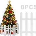 15.7" H Sturdy Safe Wooden Christmas Tree Fence - White Christmas Tree Gate Dogs Cat Proof for 5-7ft Trees, 8 Pcs Easy to Install