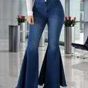 Bell Bottom Jeans for Women High Waisted Stretch Ripped Skinny Hole Classic Raw Hem Denim Flare Pants M 