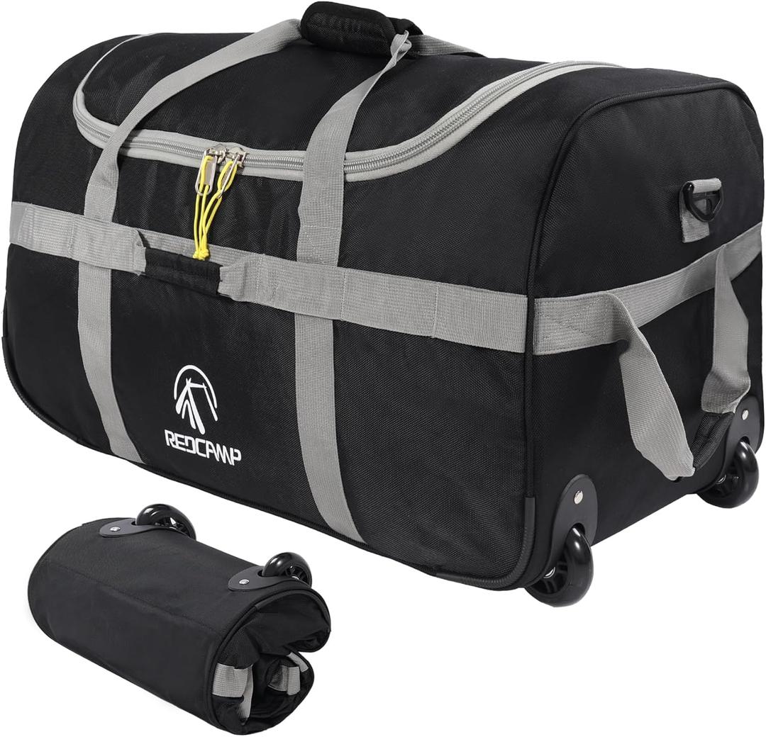 REDCAMP 85L/120L/140L Foldable Duffle Bag with Wheels, Large Travel Duffel Bag (85l Grey (Small)