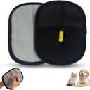 Pet Hair Removal Gloves, Dog Grooming Gloves&Cat Deshedding Gloves for Shedding Control, Electrostatic Hair Remover for Furniture, Couch, Car Seat, Reusable & Easy to Clean(Black 2Pcs)