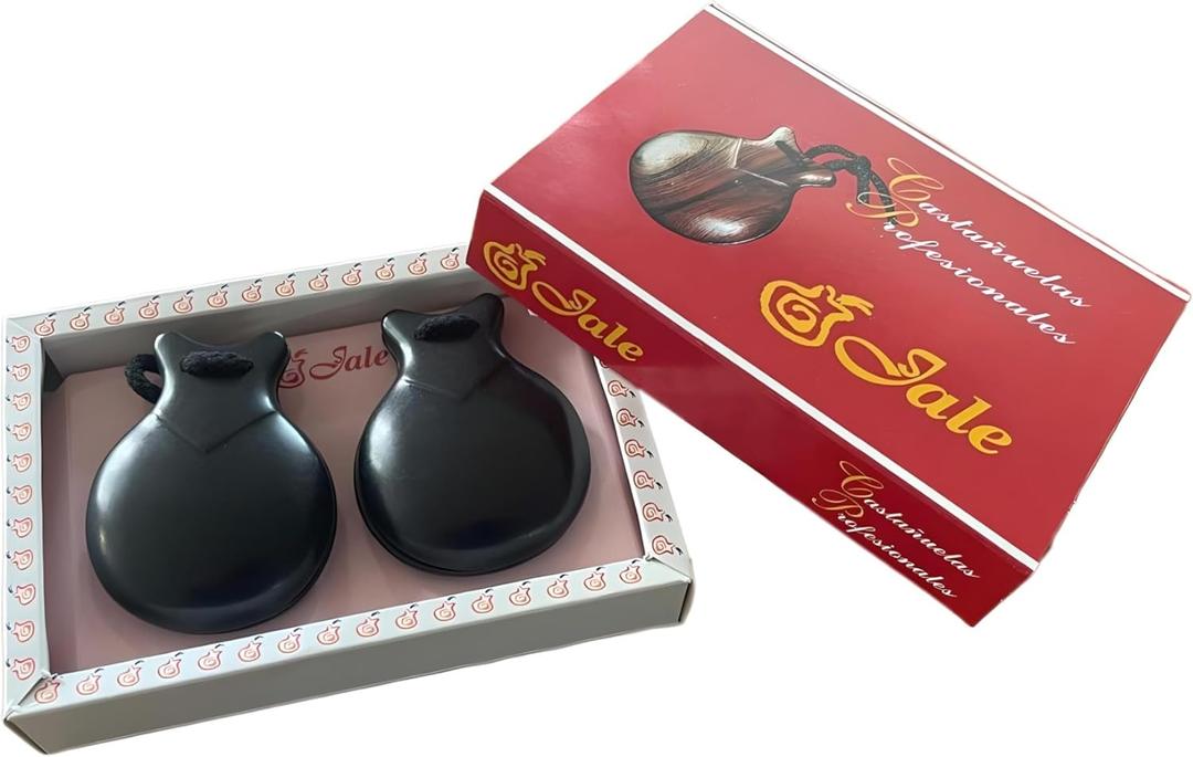 Jale Professional Fiberglass Castanets - Lightweight & Durable, Black Flamenco Castanets