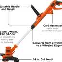 BLACK+DECKER Weed Wacker with Auto Feed, 14-Inch 2 in 1 String Trimmer Lawn Edger, Powerful 6.5-Amp Lightweight Electric Weed Eater (BESTA510)