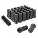 DYNOFIT 14mmx1.5 Wheel Lug Nuts, 32x Black M14x1.5 Lug Nut,Conical/Cone Bulge Seat, Closed End Long Extended XL Spline with 1 Socket Key Fits 8 Lug Aftermarket Wheels (32pcs)