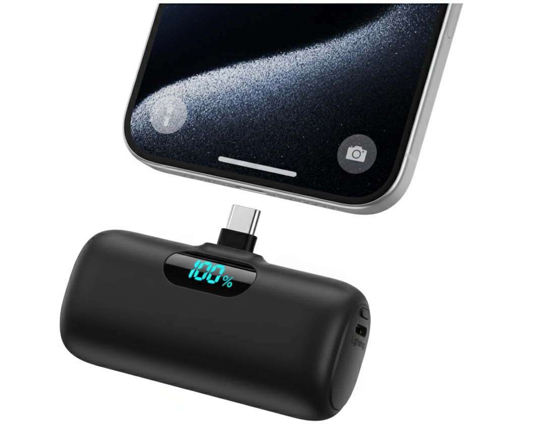 ZGEAR Mini Portable Charger USB C Power Bank,Upgraded 5000mAh PD Fast Charging Battery Pack Built-in USB-C Connector,LCD Display,Compatible with iPhone16,16 Plus,16Pro/Max/15,iPad Pro/Air,Android Phone etc