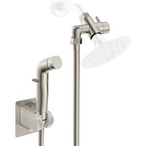 Dog Shower Attachment Metal, YDmeet Pet Shower Attachment for Fast and Clean Pet Bathing and Dog Washing, Brass Shower diverter, Adjustable Pet Shower Sprayer, 8 ft Hose and Shower Holder, Brushed