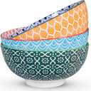 Large Serving Bowls - 60 oz Ceramic Salad Bowl - 8 Inch Serving Bowl Set - Big Soup Bowl For Kitchen - Microwave & Dishwashers Safe - Pho Fruit Pasta Popcorn Bowl - Set of 3 (Color1)