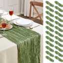 24 Pack Sage Green Cheesecloth Table Runner 10FT Long Boho Gauze Table Runner Rustic Sheer Runner for Wedding Bridal Baby Shower Birthday Party Table Decor Thanksgiving Christmas Decorations