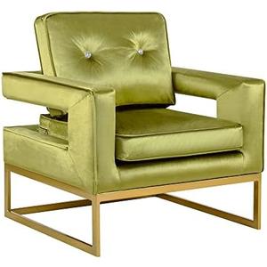 GIA Home Furniture Series Living Room Chair with Wooden Frame, Metal Legs, Back and Seat Cushion, Green