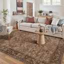 HUGEAR 5x7 Machine Washable Rugs Brick Red Hallway Area Rug Indoor Accent Rug Floral Low Pile Carpet Soft Throw Aesthetic Rug Bedroom Living Room Office Dining Room Kitchen Laundry Room Non Slip