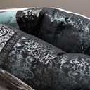 Queen Size Comforter Set, Aqua Black, Traditional Jacquard Woven with Embroidery, 8 Pieces Bedding Set with Bed Skirt, Shams, and Decorative Pillows