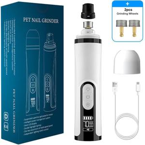 2025 Upgrade Pet Nail Grinder - 3-Speed Quiet Electric Trimmer for Dogs and Cats with 2 LED Lights, 2000mAh Rechargeable Grooming Tool for Large Medium Small Pets (3)