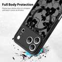 MZELQ Compatible with iPhone 17 Pro Max Case Flower Pattern Matte -Black | Floral Cute Support for MagSafe Skin-Touch Crystal for Girls Women
