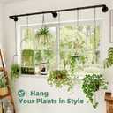 Galood Plant Hanger Indoor with 6 Hanging Chains Hanging Planters for Indoor Plants Hanging Plant Holder Window Plants Rod Black Metal Shelves(70.8 Inch Pot not Included