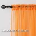 HUTO Orange Sheer Curtains 54 inches Long for Bedroom Top Rod Pocket Sheer Window Panels Curtains for Nursery Living Room 52 by 54 Inch Length Set of 2