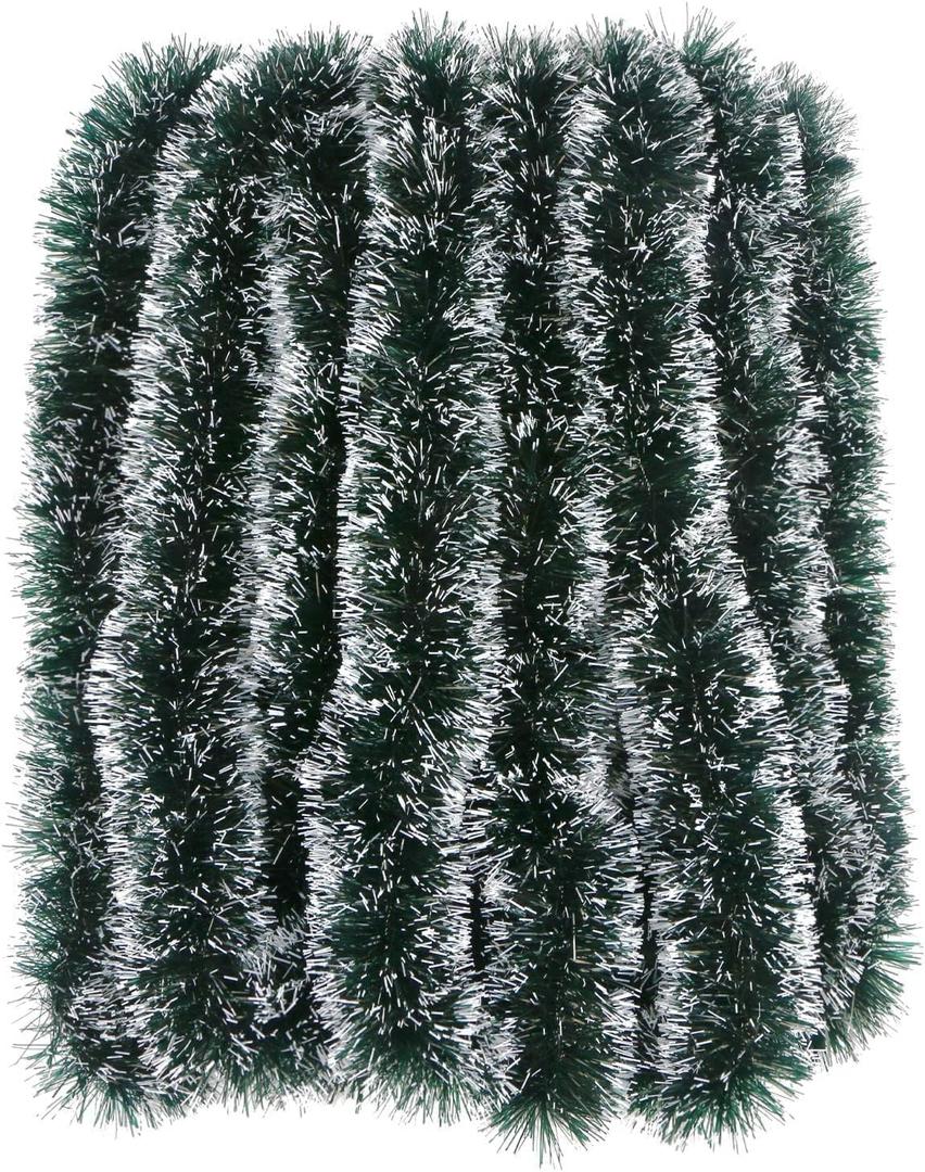10 Pcs Snow Garland for Christmas Tree Decoration Ornaments Tinsel Snow Garlands for Xmas Home - Christmas Decorations Items Home Office Railing Decor (Black & White)