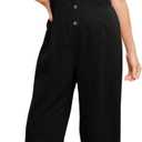 HOTIAN Womens Linen Cotton Overalls Straps Jumpsuits Casual Loose Jumpers 2025 Baggy Rompers (Small, Black)