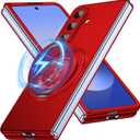 Magnetic Case for Galaxy Z Fold 7 with Rotatable Stand, Matte PC Case for Women Men Girls Boys Drop Protection Shockproof Slim Fit Durable Cover for Galaxy Z Fold 7, Red 13.24