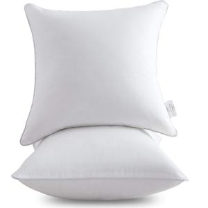 Oubonun 18x18 Inch Throw Pillow Inserts (Set of 2) - Decorative Pillows for Sofa, Bed & Couch - Soft Fluffy Firm Sham Stuffer with Cotton Cover