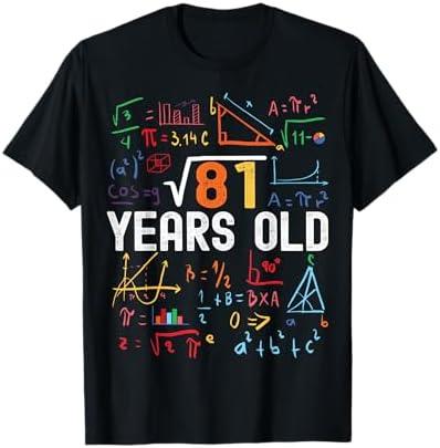 Square Root of 81 9th Birthday 9 Years Old Birthday T-Shirt Size Medium