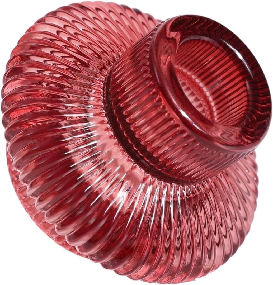 Candle Stand Candlestick Holder 6pcs Glass Candlestick Holders Vintage Ribbed Taper Candle Holder for Centerpiece Party Home Decor for Wedding Housewarming(Red)