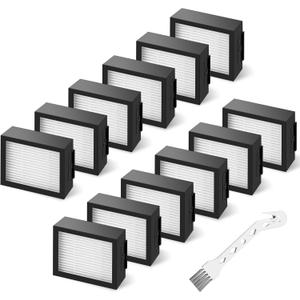 Filter Replacement for Roomba E I & J Series i7 i7+/plus i3 i3+ E5 E6 E7 i4 i6 i6+ i8 i8+ Vacuum Cleaners Parts, 12 Pack 4639161 High Efficiency Filters + 1 Cleaning Brush