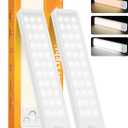 Under Cabinet Rechargeable Dimmable Lighting: 3 Color Temperature Motion Sensor Lights Indoor - Battery Operated Lights - Activated Closet Magnetic Wireless Led Light for Kitchen Home Bathroom Counter (2 Pack)