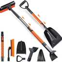 42'' Ice Scraper and Extendable Snow Brush for Car Windshield with with Foam Grip and 360° Pivoting Brush Head Snow Scraper,Snow Pushing Plate, Pivoting Snow Broom