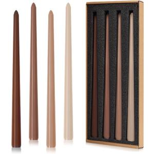 Taper Candles 12" Tall Brown Beige Ombre Colored Candlesticks Set of 12 Unscented 3/4 inch Diameter Candle Sticks| Candle for Mantle Home Decor Kitchen Wedding Decorations Centerpiece