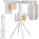 4-Legged Clothes Drying Rack Foldable, Portable Laundry Drying Racks, Outdoor Collapsible Drying Rack Clothing with 4 Pulleys and Anti-Slip Holes, Aluminum Indoor Dry Rack for Clothes, Shoes, Towel