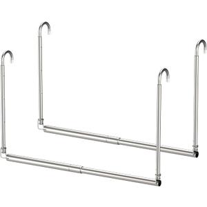 Hanging Closet Rod, 2 Pack Adjustable Height & Width Closet Rods for Hanging Clothes-Closet Extender Hanging Rod Space-Maximizing Design Suitable for Hanging and Drying Clothes, Silver