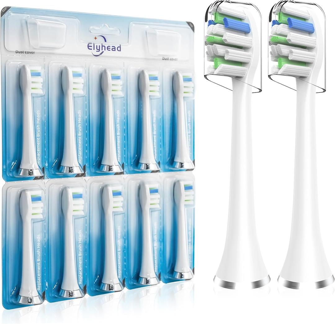 Toothbrush Replacement Heads Compatible with AquaSonic Black Series/Black Series pro/Vibe Series/Duo Series pro Electric Toothbrush, Medium Bristles, White, 10 Pack