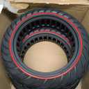 Cooryda 60/70-6.5 Scooter Tire, 10x2.50 Solid Scooter Tire 10 inch Electric Rubber Tubeless Scooter Wheels for Ninebot G30 Max/G30D 10x2.5 Front or Rear Replacement Solid Tires 2pc Red