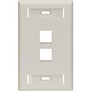 2 x Leviton QuickPort Wallplate with ID Window, Single Gang, 2-Port, 42080-2TS, Light Almond