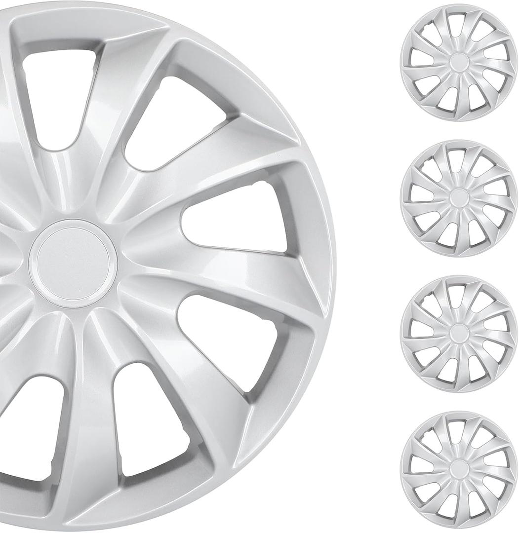 SCITOO(4-Pack) 16" Silver Wheel Rim Cover Hubcaps,Beautiful and Rust-Proof,can be Easily Snap On Car Truck SUV,Suitable for a Variety of Models.
