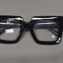 hoyuwak Oversized Square Blue Light Glasses Big Frame Computer Eyewear Thick Fashion Clear Glasses for Women Fashion (Black)