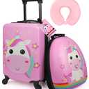 Emissary 18” Unicorn Carry On Suitcase With Wheels For Kids Girls With 14” Backpack - Hard-Sided Rolling