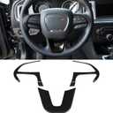 Steering Wheel Cover Trim Interior Accessories Decoration Kit for 2015-2024 Dodge Challenger Charger, for 2014-2024 Dodge Durango & Jeep Grand Cherokee SRT8 (Black 3PCS)