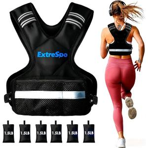 Adjustable Weighted Vest for Women and Men, 4-10lb Weight Vest with 6 Ironsand Weights, Body Weight Vest Exercise Set with Reflective Strip for Strength Training and Workout