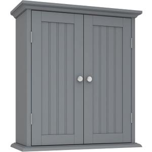 ChooChoo Bathroom Wall Cabinet, Over The Toilet Space Saver Storage Cabinet, Medicine Cabinet with 2 Door and Adjustable Shelves, Cupboard (Grey) (1 Pack)