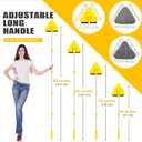 JEHONN Wall Mop with Long Handle 80 Inches, Upgraded 180 Collapsible Baseboard Cleaner Tool with Squeegee, Ceiling Duster with 3 Microfiber and 3 Chenille Pads for Cleaning Window, Cabinet (Yellow)