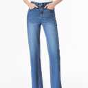 Sidefeel Women's Wide Leg Jeans High Waisted Stretchy Raw Hem Zimbaplatinum Denim Pants, Size 6
