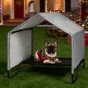 42" Large Outdoor Dog House for All Breeds Dogs, Waterproof & Snowproof 600D Oxford Dog House Featuring Elevated Dogs Bed, Pet Canopy Tent for Doggie, Cats, Small Animals, Grey