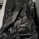 xxxiticat Women's Black Leather Jacket Long Sleeve Lapel Collar Windbreaker Double Breasted PU Leather Trench Blazer Coat (X-Large, Black)