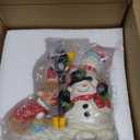 Wonderjune Christmas Snowman Table Decoration Lighted Snowman Figurine with Lamppost Lantern Tabletop Resin Collectibles Batteries Operated Xmas Statues Centerpiece Festive Gift Indoor Home